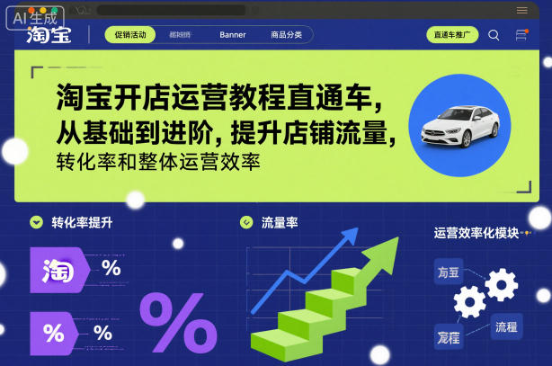 淘宝开店运营教程直通车，从基础到进阶，提升店铺流量，转化率和整体运营效率(更新26年07月11日)-聊项目