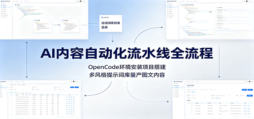 AI内容自动化流水线全流程：OpenCode环境安装项目搭建，多风格提示词库量产图文内容-聊项目