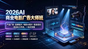2026AI商业电影广告大师班：产品广告·品牌短片·电影AI短片·配音音乐·自动化工作流，一站式掌握-聊项目