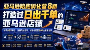 亚马逊陪跑孵化营8期，打造过日出千单的亚马逊店铺，新手0到1开店、注册风控避坑、标准化运营SOP全套落地课-聊项目