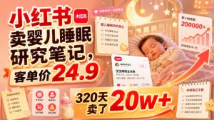 小红书卖婴儿睡眠研究笔记,客单价24.9,320天卖了20w+-聊项目