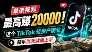 单条视频最高赚 20000!这个 TikTok 轻资产副业,新手当天就能上手-聊项目